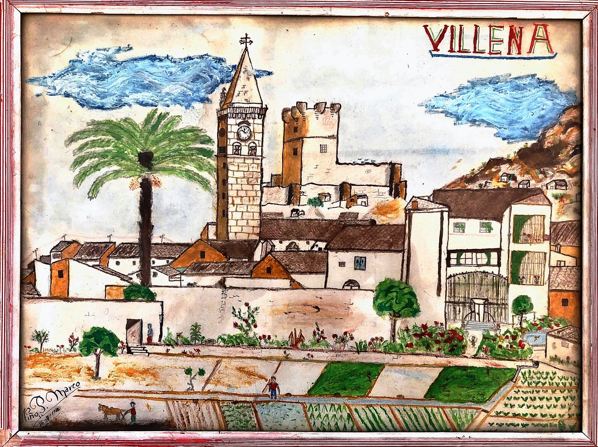 Dibujo de Villena de Pedro Marco a los 13 años